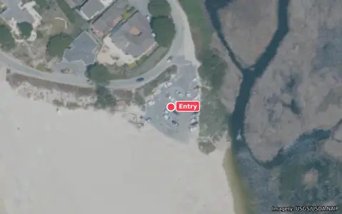 Aerial view of North end, Carmelo Street lot with the entry and parking marked