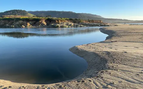 Carmel River State Beach and lagoon looking west